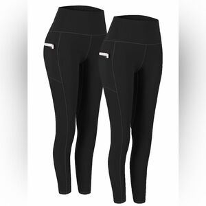 Women's Black Leggings Yoga Pants with Pockets, size large